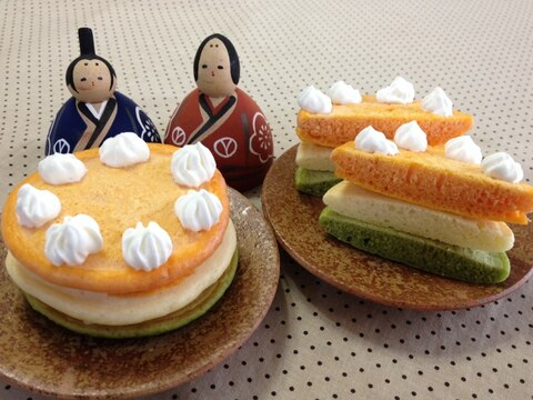 ひな祭り☆三色ホットケーキ